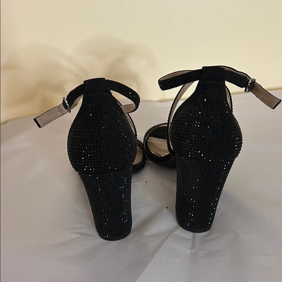 Kelly and Kate Paloona Elegant Black Rhinestone Strappy Sandals Block Heel 9 - Picture 5 of 9